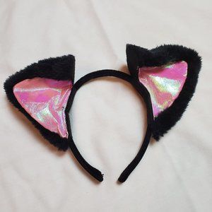 Pink and Black Cat Ears Headband
